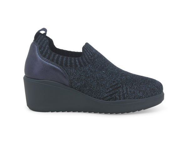 Melluso Donna Scarpe Zeppa Slip-on Estive Tessuto Stretch Blu K55345W-233713